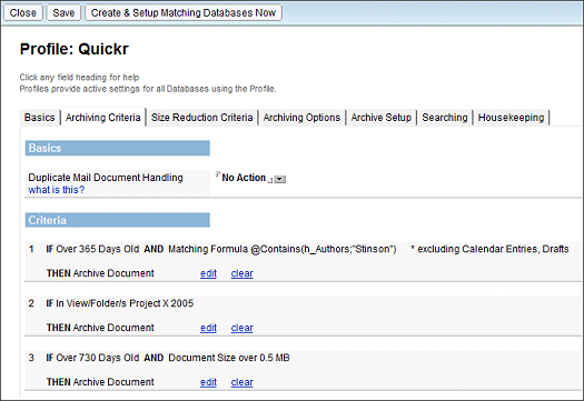 Quickr Criteria