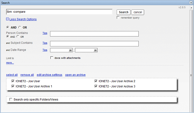 Notes Search Options