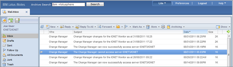 iNotes Search Options