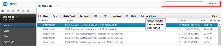 iNotes Search Options