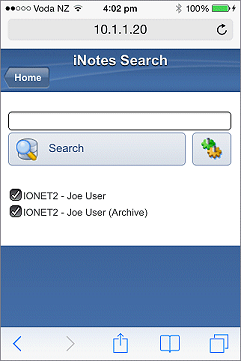 iNotes Mobile Search Options