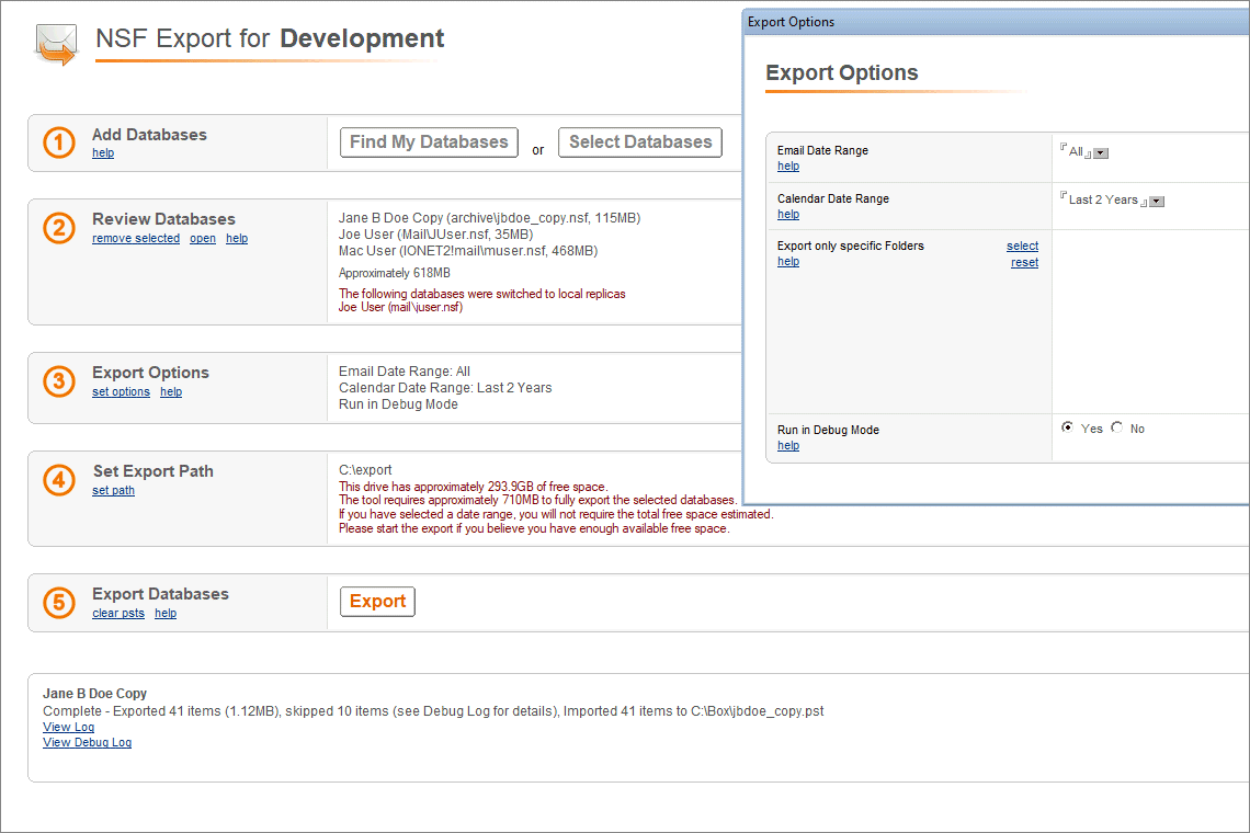 NSF Exporter Screenshot