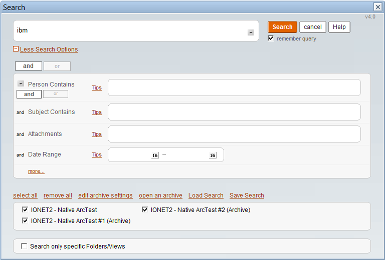 Notes Search Options
